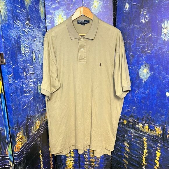 Ralph Lauren Tan Polo Shirt With Brown Horse Logo Size Large In Good Condition!! - Picture 1 of 7